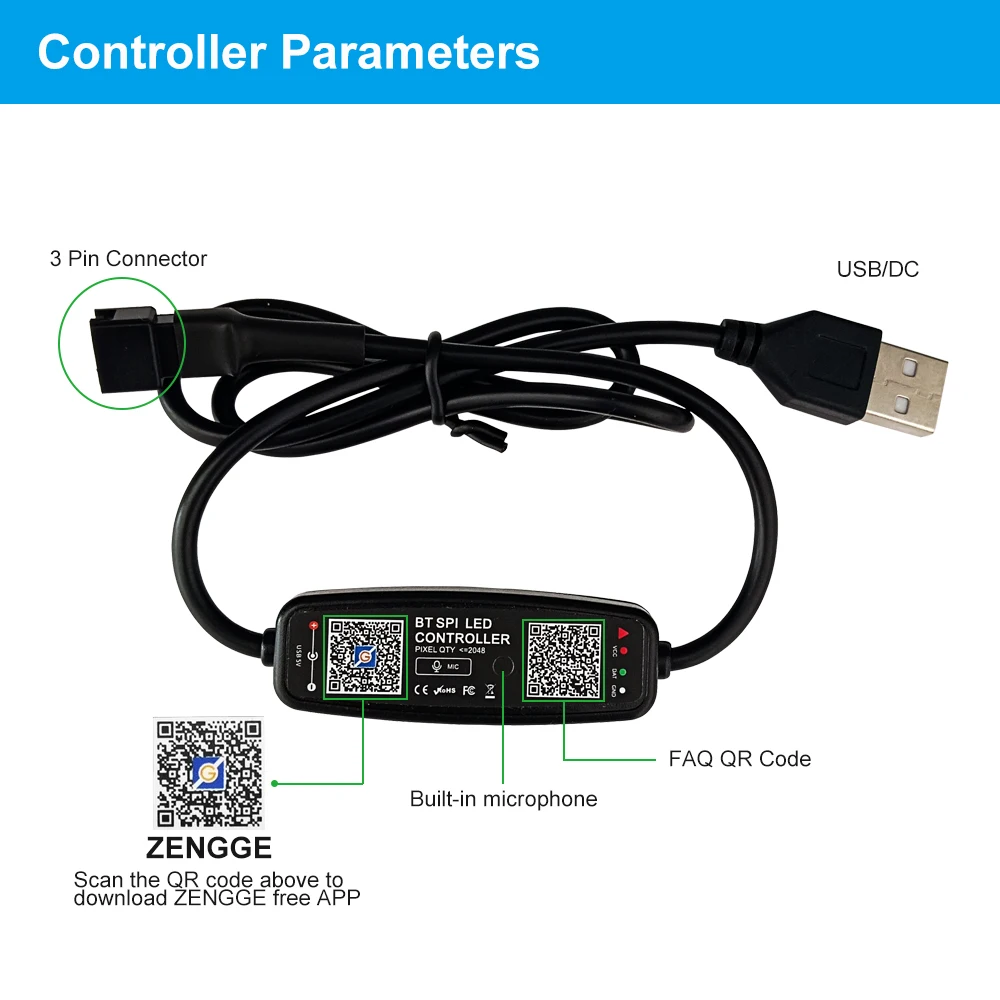 DC5-24V USB/DC Mini Led Controller 3Pin 28Keys Remote Bluetooth App Music Control For Individual Addressable WS2812 RGB Strip