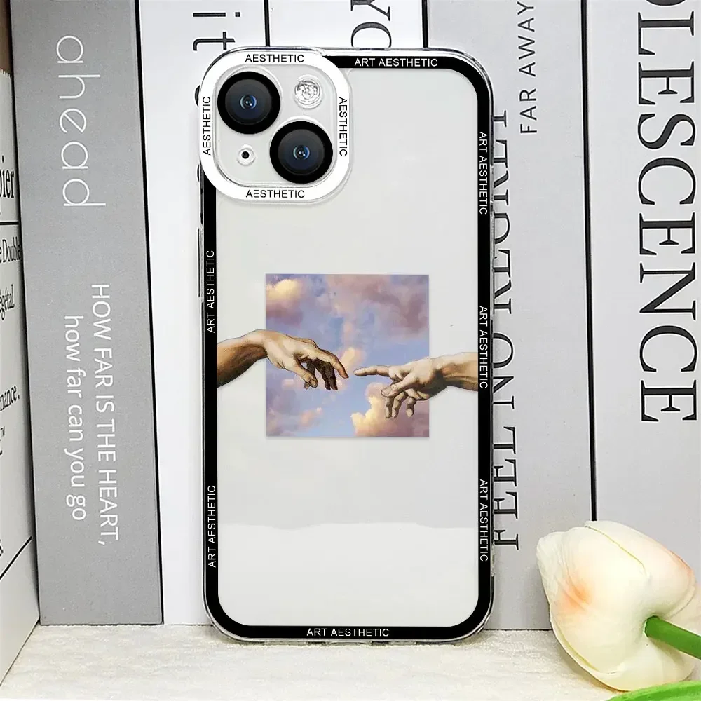 Funny Art Aesthetic David Mona Lisa Clear Phone Case for IPhone 16 15 14 13 12 11 Pro Max Mini XS X SE2 7 8 Plus Soft Cover Skin