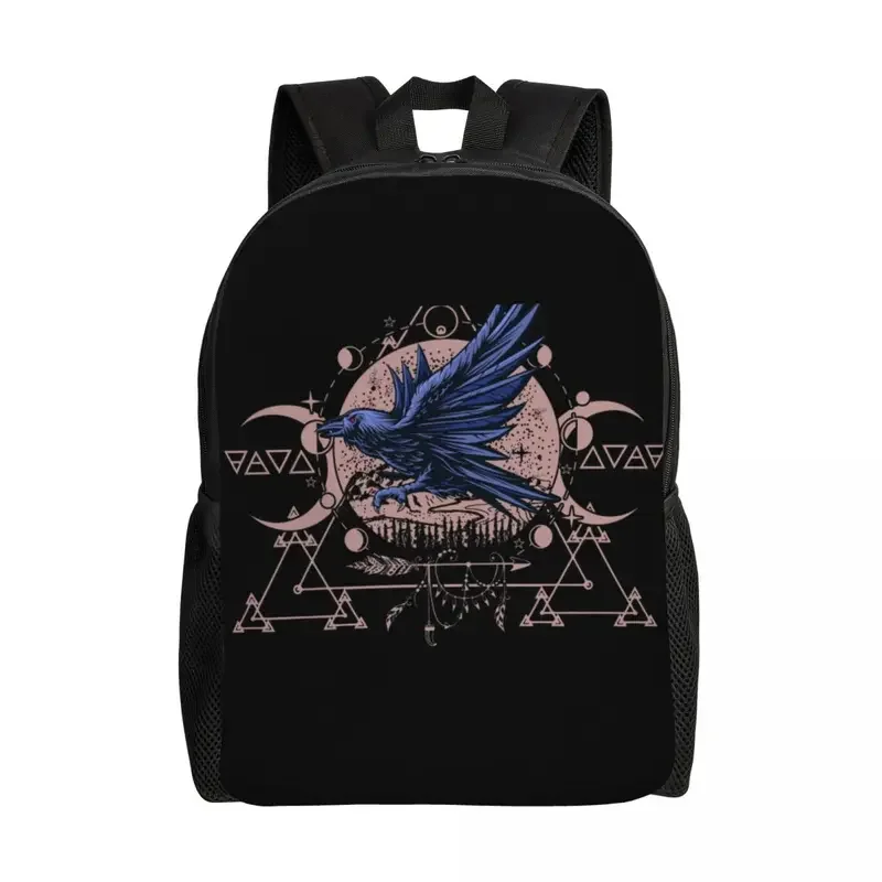 Raven Wiccan-Sacs à dos Mandala pour femmes et hommes, cartable pour étudiants, convient aux sacs pour ordinateur portable de 15 pouces