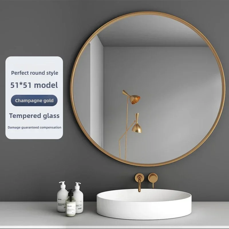 Tempered Glass Mirror  Fog-Free HD Vanity Reflector Waterproof Round Mirror for Sinks  Wall-Mounted Mirror for Bathrooms