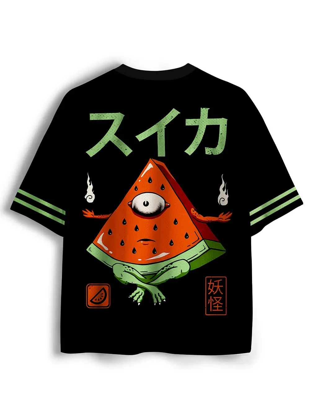 Harajuku One-eyed Watermelon Beast 3D Print Men V-neckT-shirt Breathable Quick-dry Y2K Outdoor  Streetwear Parent-Child Clothing