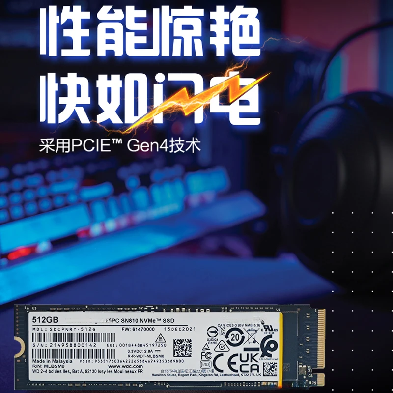 SN810 512G 2TB 1T 256G M.2 PCI-E 4.0 NVME m2 محرك الحالة الصلبة الأصلي للكمبيوتر والكمبيوتر المحمول و SSD متوافق مع PS5