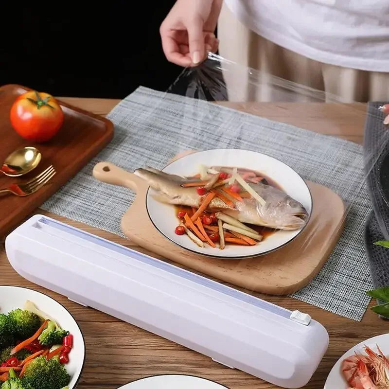 Dispenser di plastica per alimenti porta fogli con taglierina accessori per la conservazione della cucina utensili foglio di alluminio e Dispenser