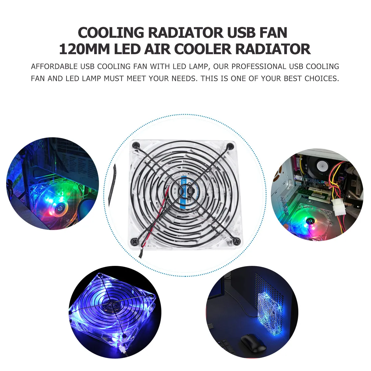 

USB-вентилятор 12 см с прозрачной рамкой и красно-синей LED-подсветкой, высокоэффективный, малошумный, для роутеров, ПК, DIY-вентиляции