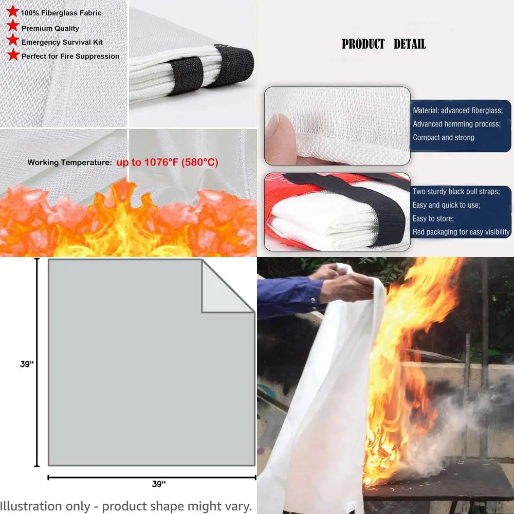 

Emergency Fire Blankets, Flame Retardant Protection and Heat Insulation Designed for Kitchen,Fireplace,Grill,Car,Camping(White(7