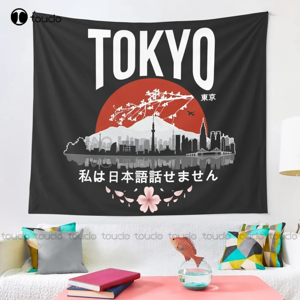 Tokyo - I Don’T Speak Japanese: White Version Tapestry Tapestry Wall Hanging For Living Room Bedroom Dorm Room Home Decor