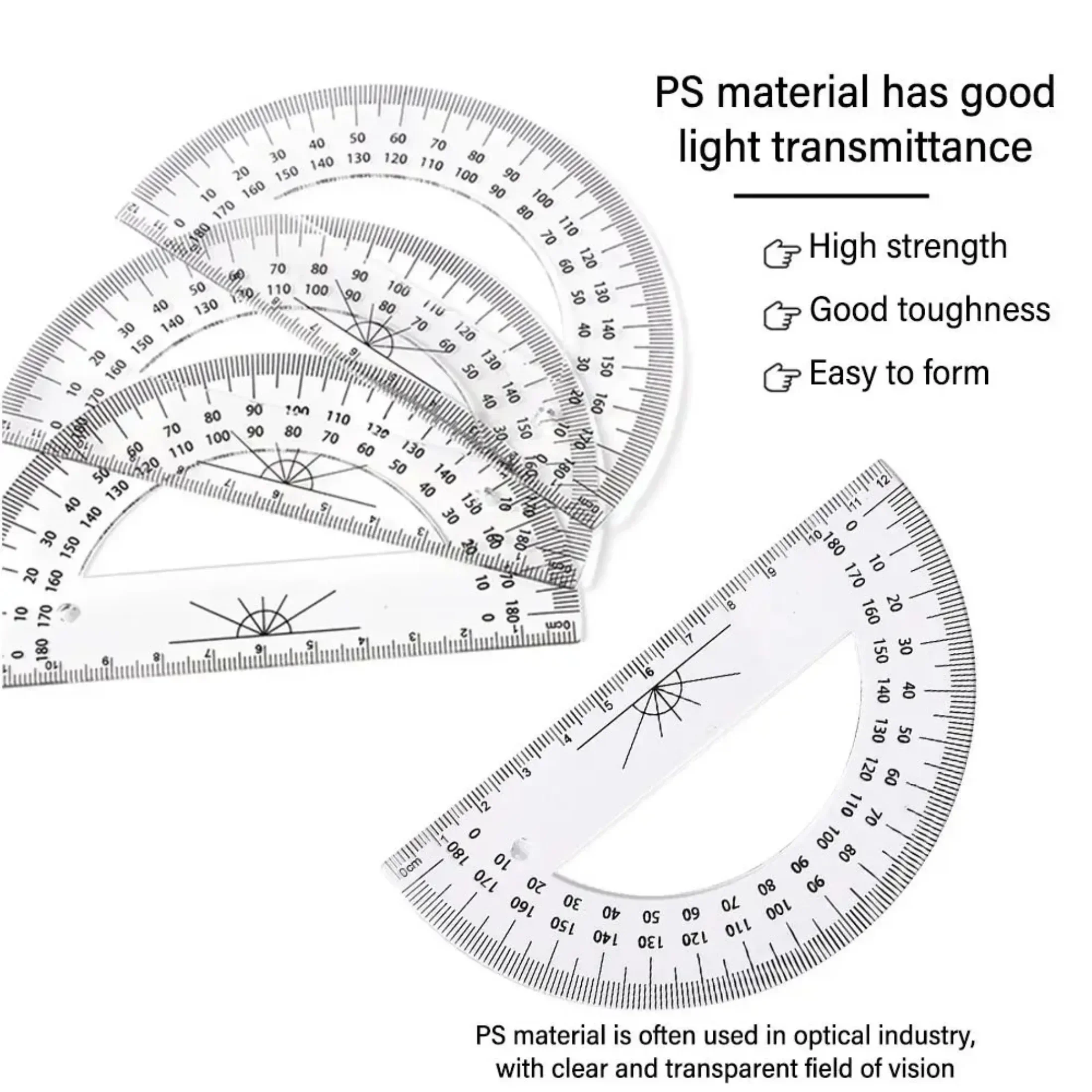 Multi-function Triangle Ruler with Handle Transparent Angle Protractor Geometry Measuring Drawing Drafting Tools School Supplies