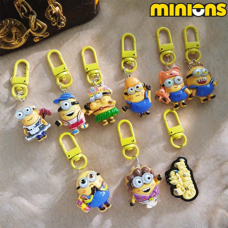 Portachiavi Minions Piccoli ciondoli Ciondolo Anime Cartoon Simpatico portachiavi per auto Catena Coppia Borsa Decorazione Accessori Regali creativi