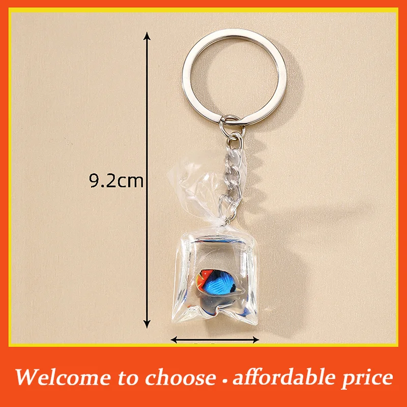 

[New]1pc new Key Ring Creative Fish Marine Animals Bag Box Car Key Jewelry new Goldfish Water Bag Keychain