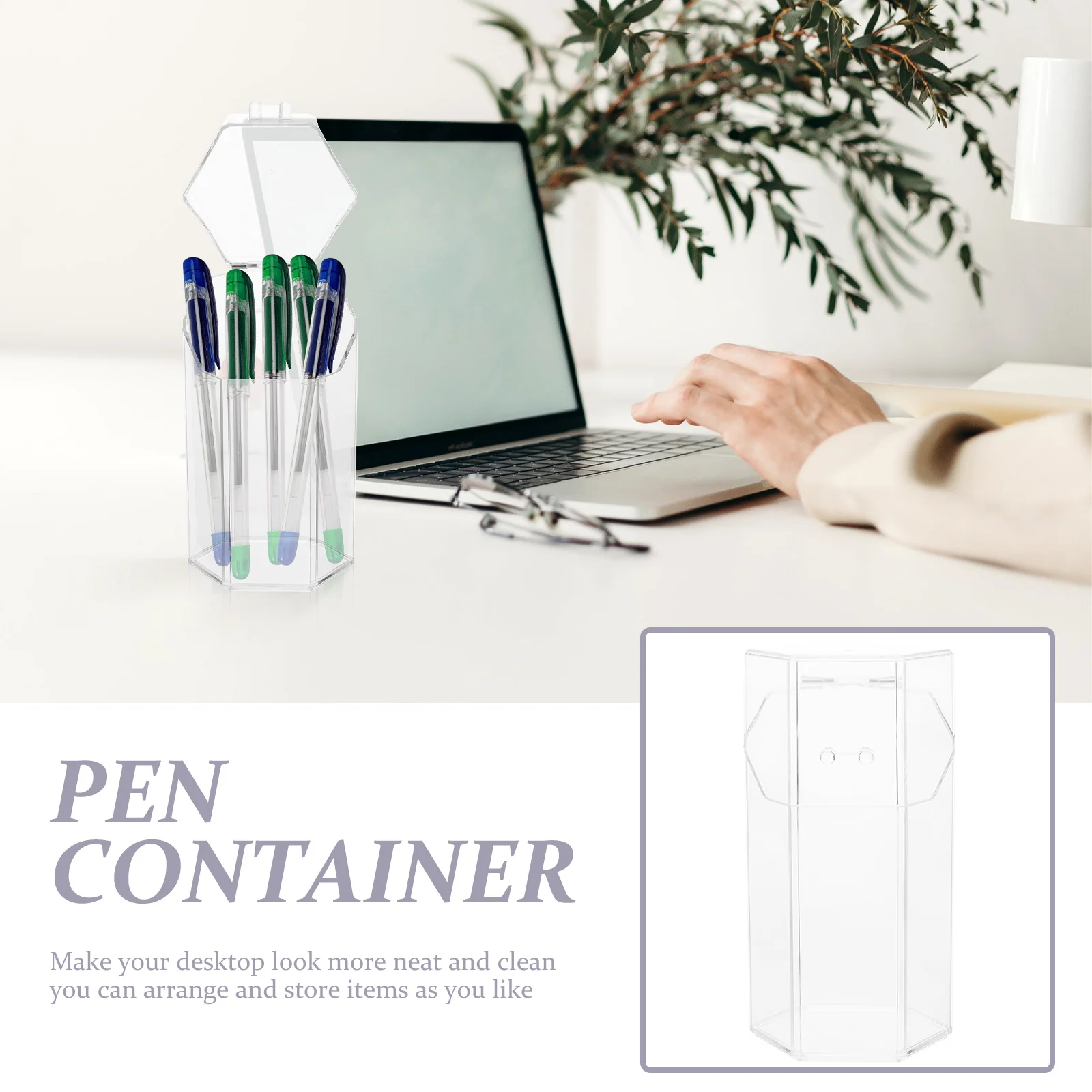 

Large Capacity Pen Holder Storage Box Transparent Desktop Organizer For Office Desk Sundries Container Multi-Functional