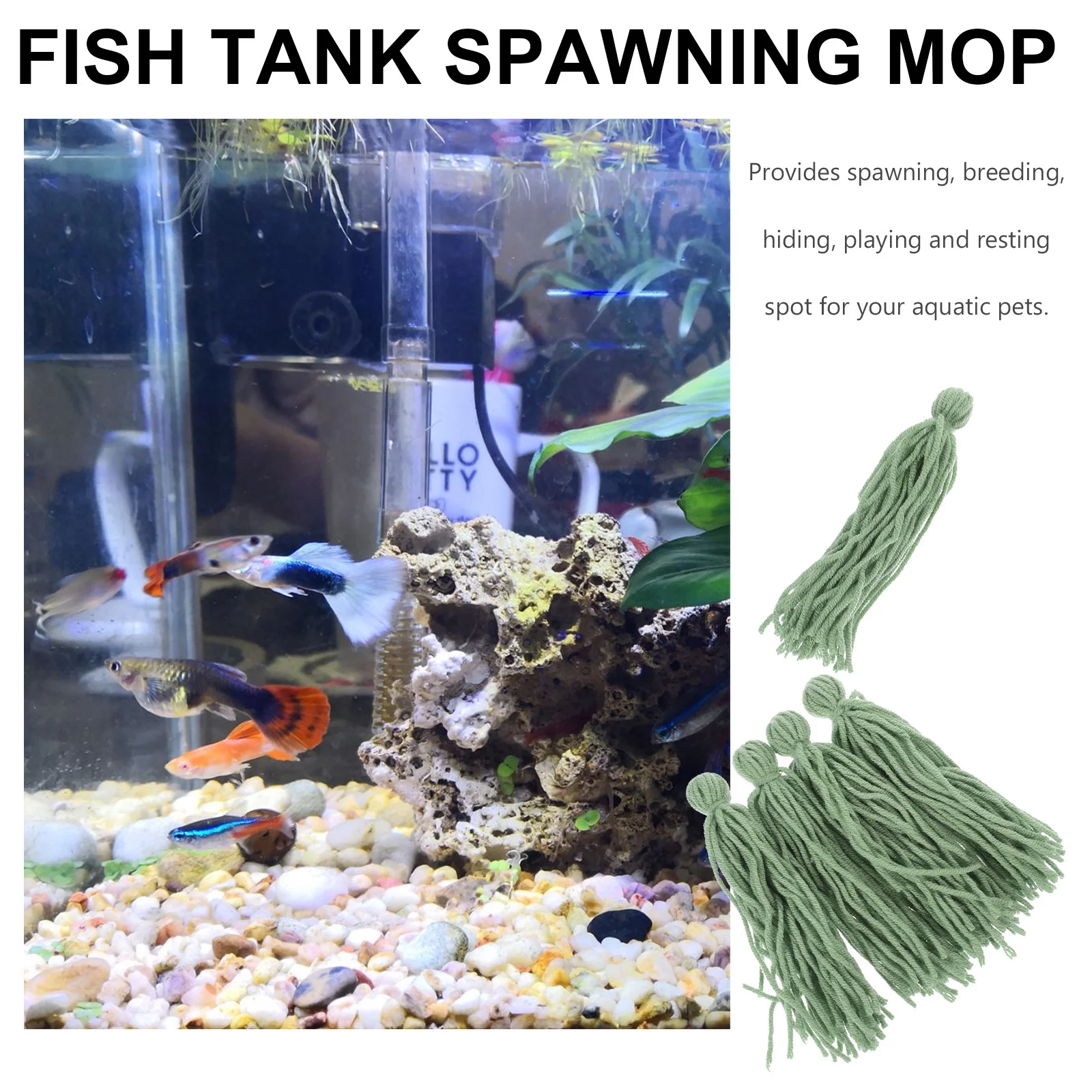 

5Pcs Fish Spawning Mop Aquarium Fish Tank Breeding Mop Angelfish Egg Substrate Shrimp Hideout Decoration Spawning Breed Mops