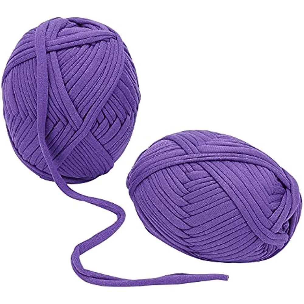 

2Pcs 33Yard T-Shirt Yarn Knitting Yarn Fabric Cloth for Crocheting Beginners Learn to Crochet 3.7 Ounce x 2 (Purple)