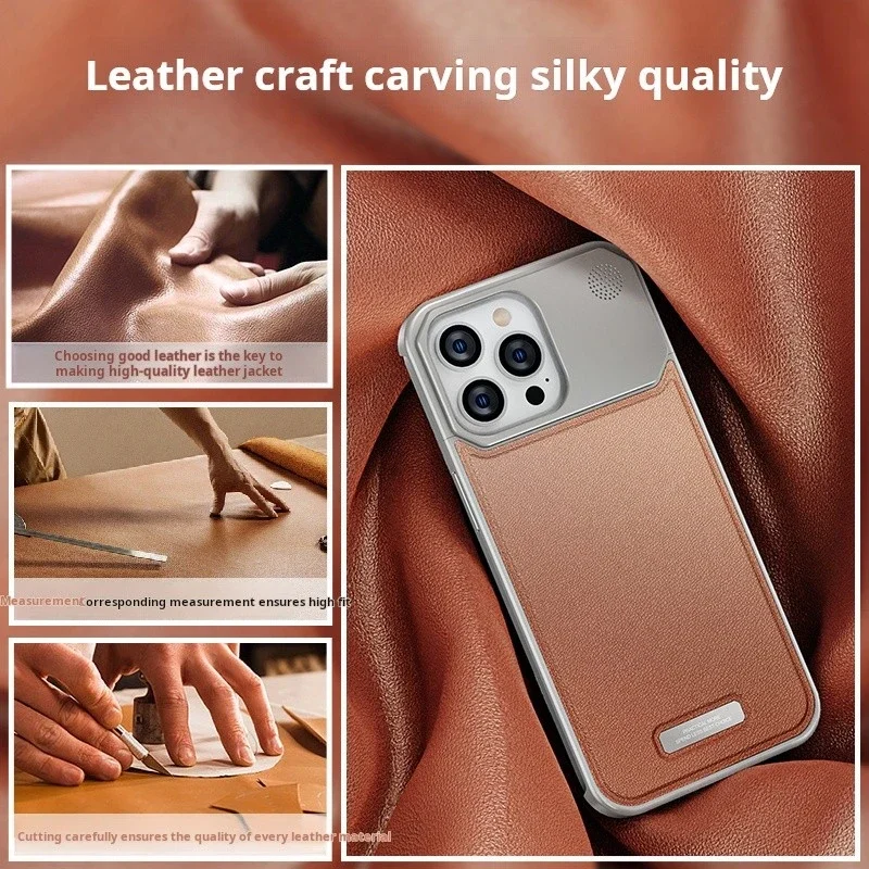 Luxury Leather Metal Phone Case, Magnetic Aluminum Fragrance Phone Cover, iPhone 13 14 15 16 Pro Max, iPhone 13 14 15 16 Promax