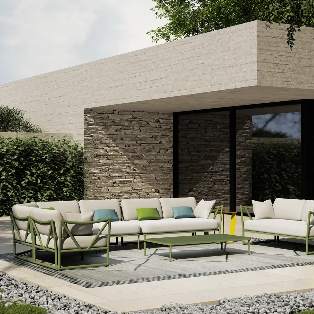 Design Sofa Set Modern Luxury Patio Outdoor Furniture Sectional Sofa Lounge Aluminium Garden Sofa Set
