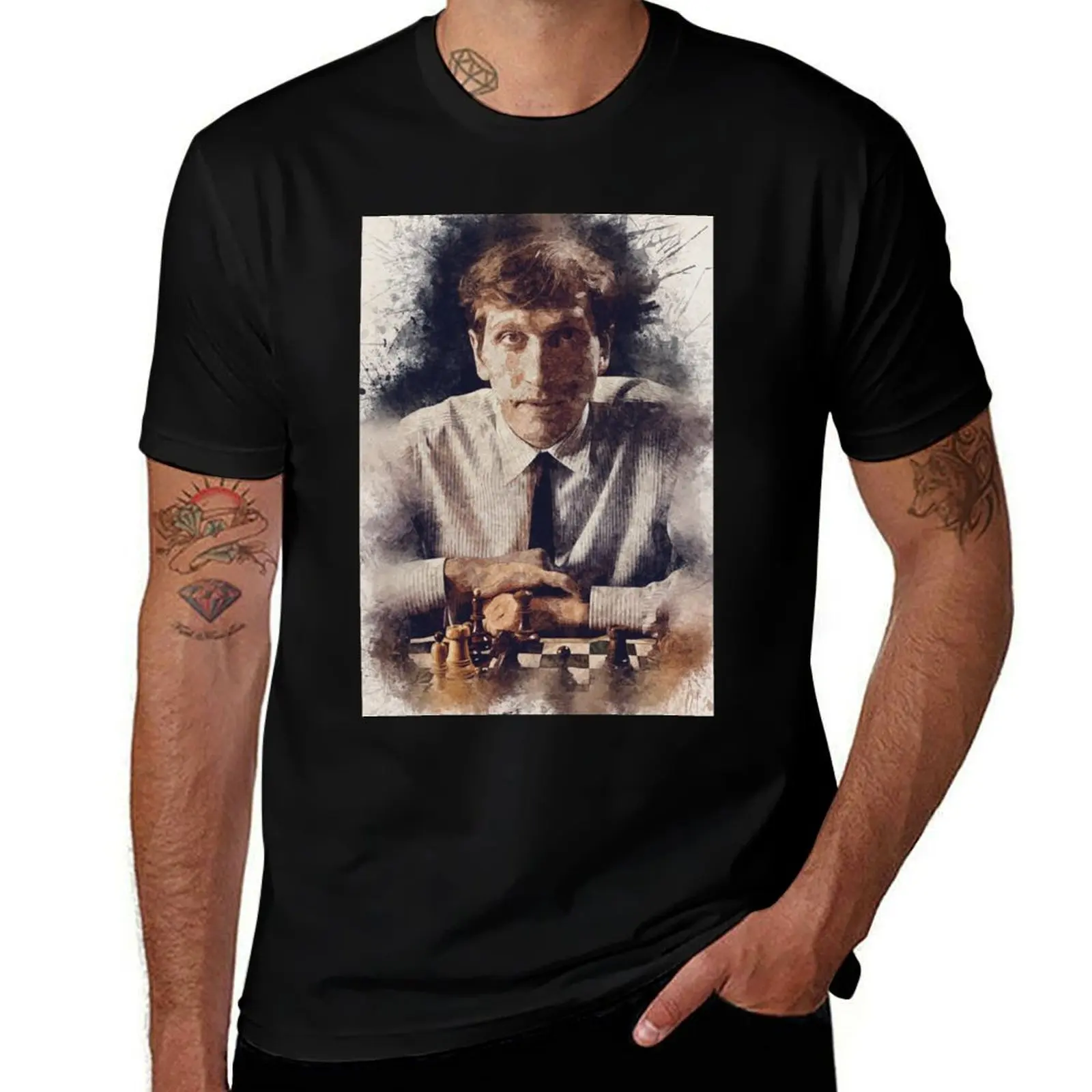 

Bobby Fischer  A TRIBUTE to The Legend  Aesthetic Portrait of a chess master T-Shirt funny meme t-shirts mens cotton t shirts