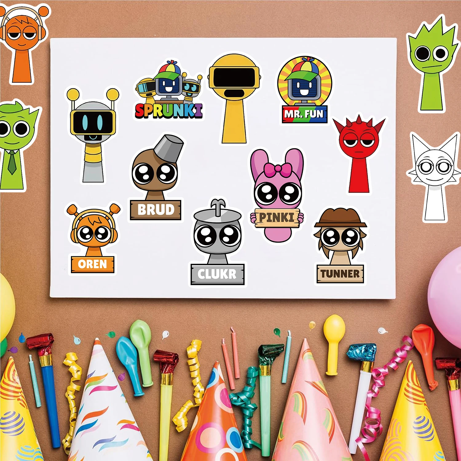 50 pçs incredibox sprunki adesivos incredibox jogo diy adesivos scrapbooking telefone bagagem skate decalques à prova dwaterproof água