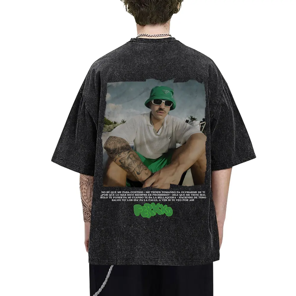 

Vintage Washed Rapper Feid Ferxxo Ferxxocalipsis World Tour T-shirt Men Women Hip Hop Fashion Pop Music T Shirt Men's Streetwear
