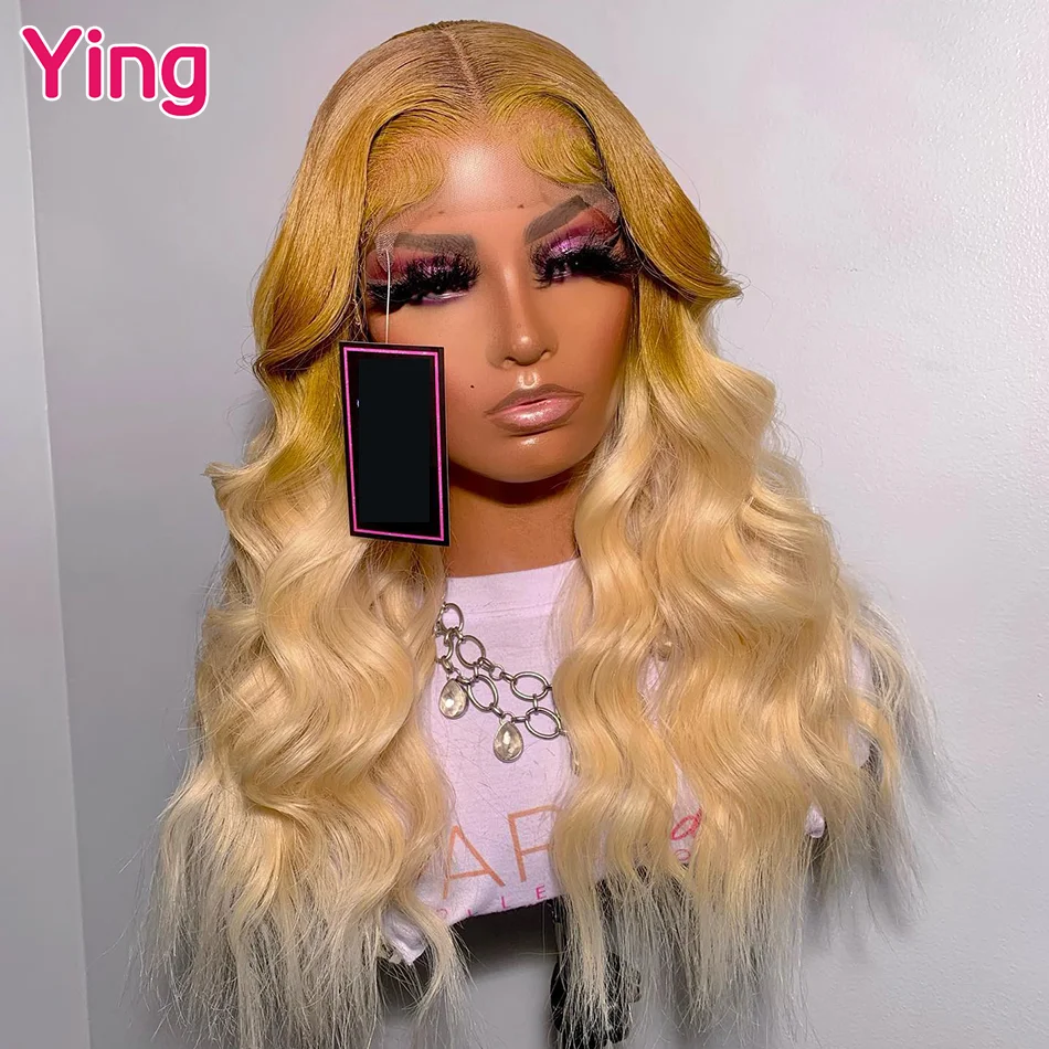 

Ying Gingerish Blonde Omber Body Wave Brazilian Remy 13x4 Lace Frontal Wig PrePlucked #613 Blonde 13x6 Lace Front Human Hair Wig