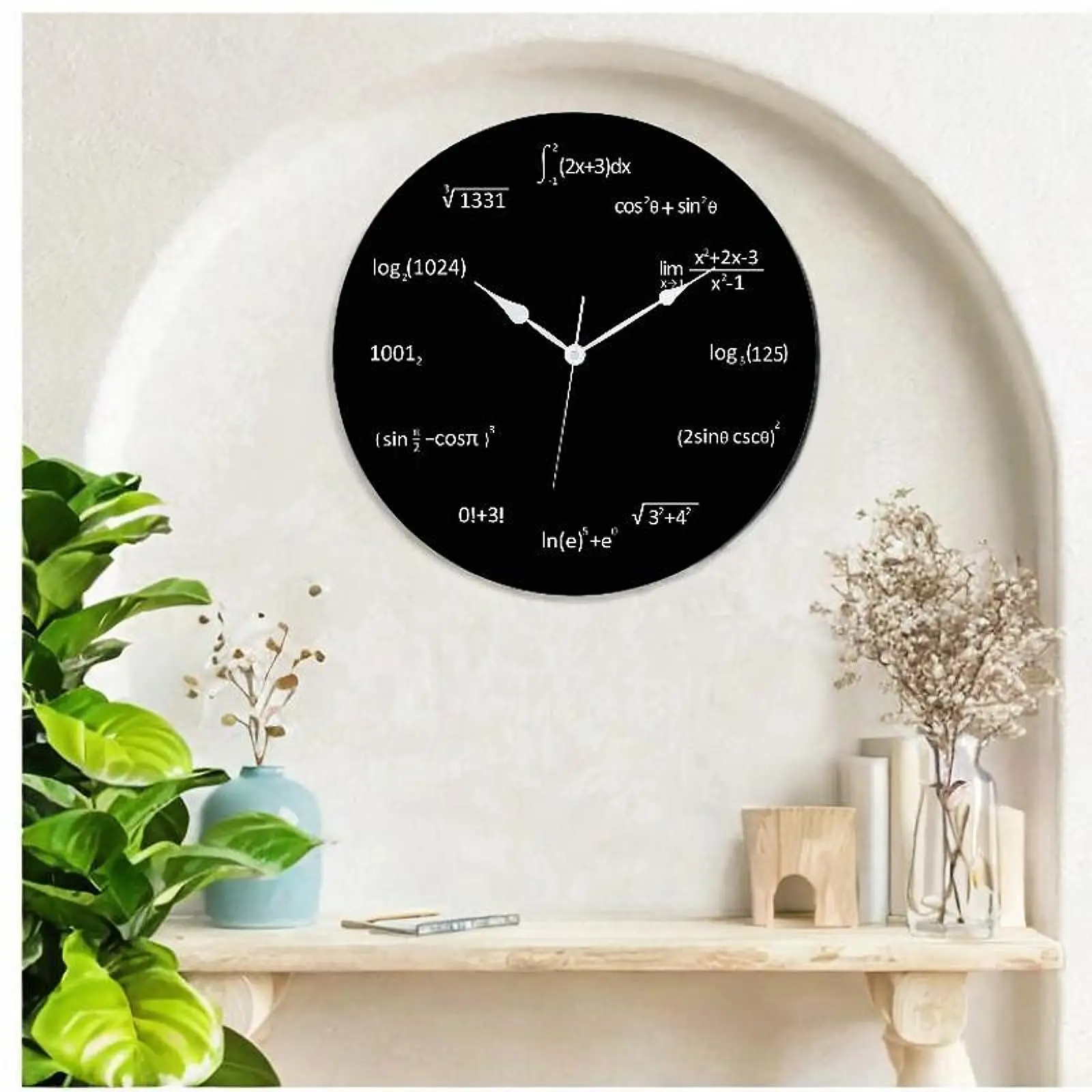 Creative Math Equations Wall Clock Fashionable Retro Design Silent Engineering Formula Symbol for Indoor Classroom Bathroom