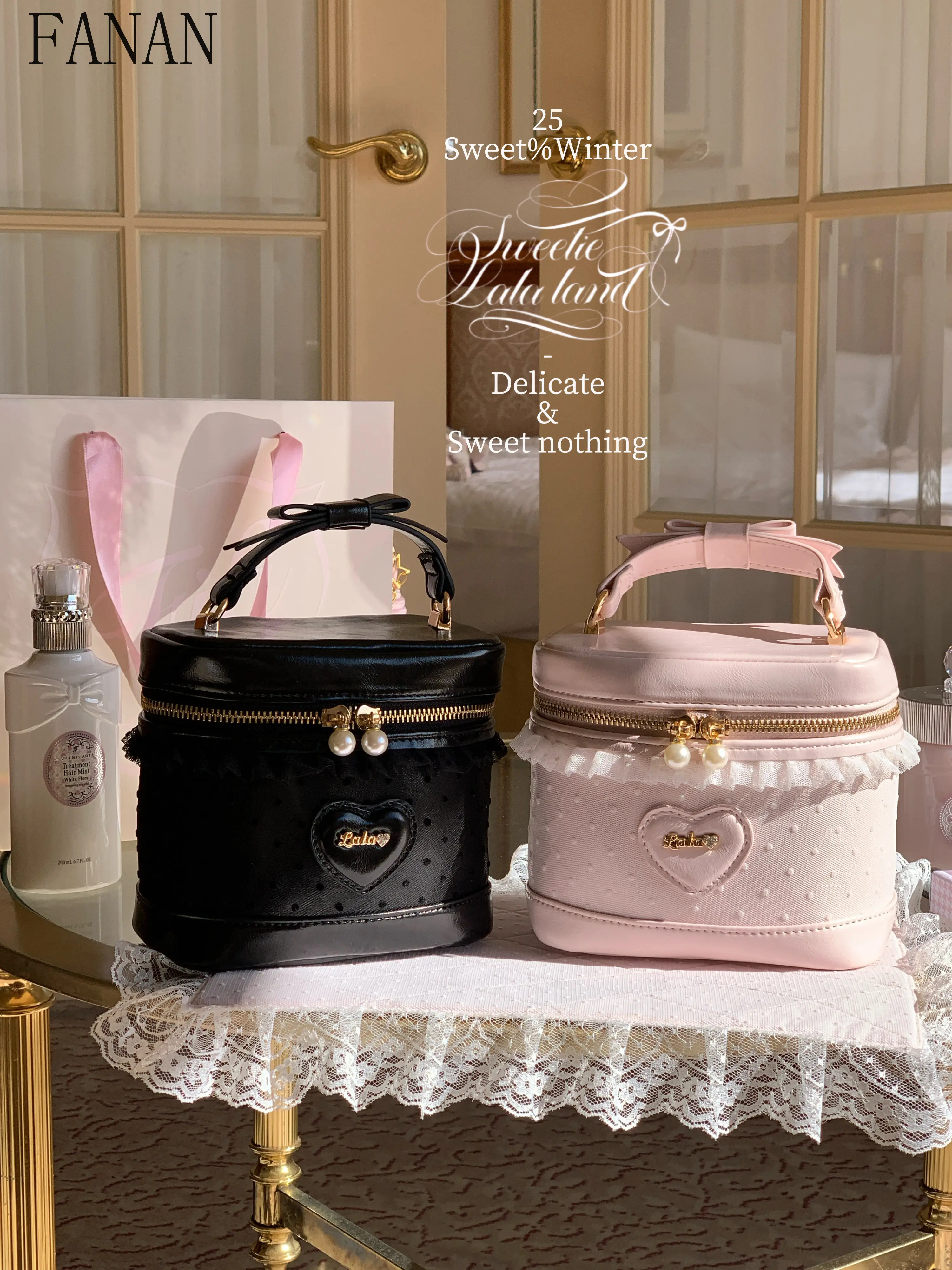 Bolsas de Cosméticos Estilo Japonés para Niñas, con Lunares y Encaje, Kawaii, Bolsa de Maquillaje de Mano, Bandolera, Dulce y Linda, Caja de Maquillaje, Nuevo 2026