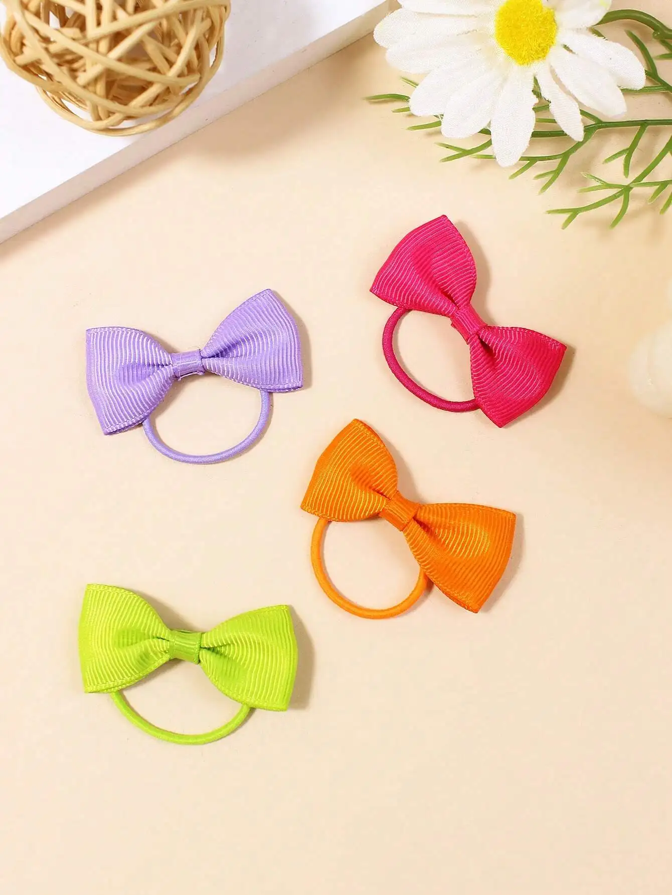 40 шт., резинка для волос с бантом для маленьких девочек