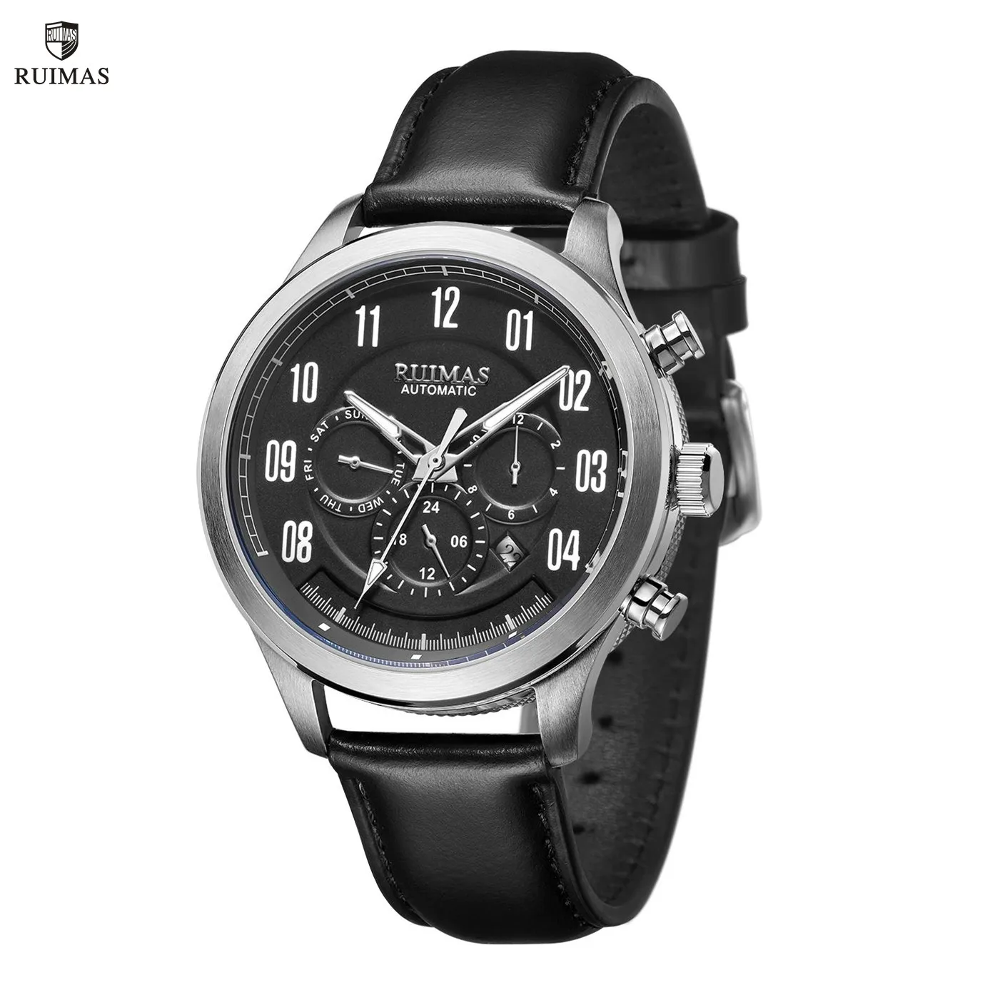 

RUIMAS Luxury Casual Sport Watch for Men's Automatic Mechanical Watches Leather Luminous Man Clock Wrist Watch Chronograph 6785