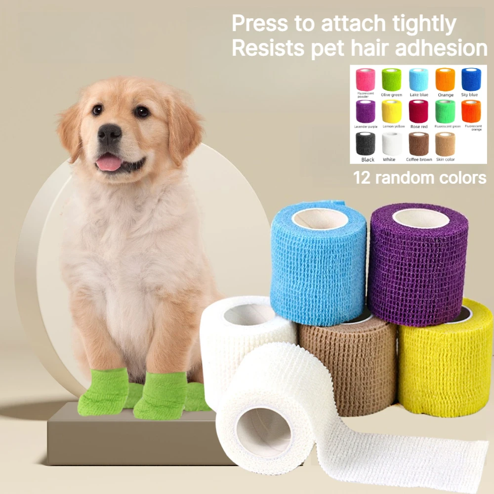 For  Pet Care Self-Adhesive Elastic Bandage 5cm×400cm Flexible Wrap Tape For Knee Ankle Pet Shoes Fixing