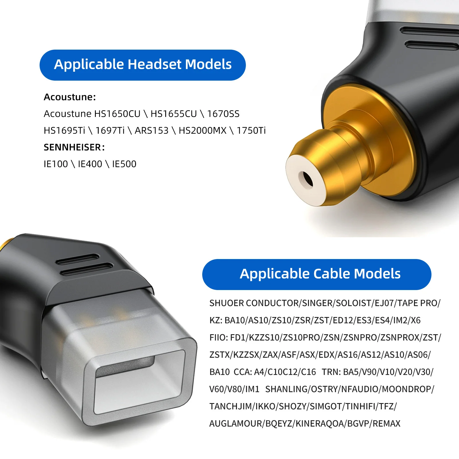 OKCSC 0.78 2 Pin Female EAR Male Earphone Adapter to Earphones Earsets for Pentaconn Ear PE/Acoustune HS1650CU/HS1655CU/1670SS