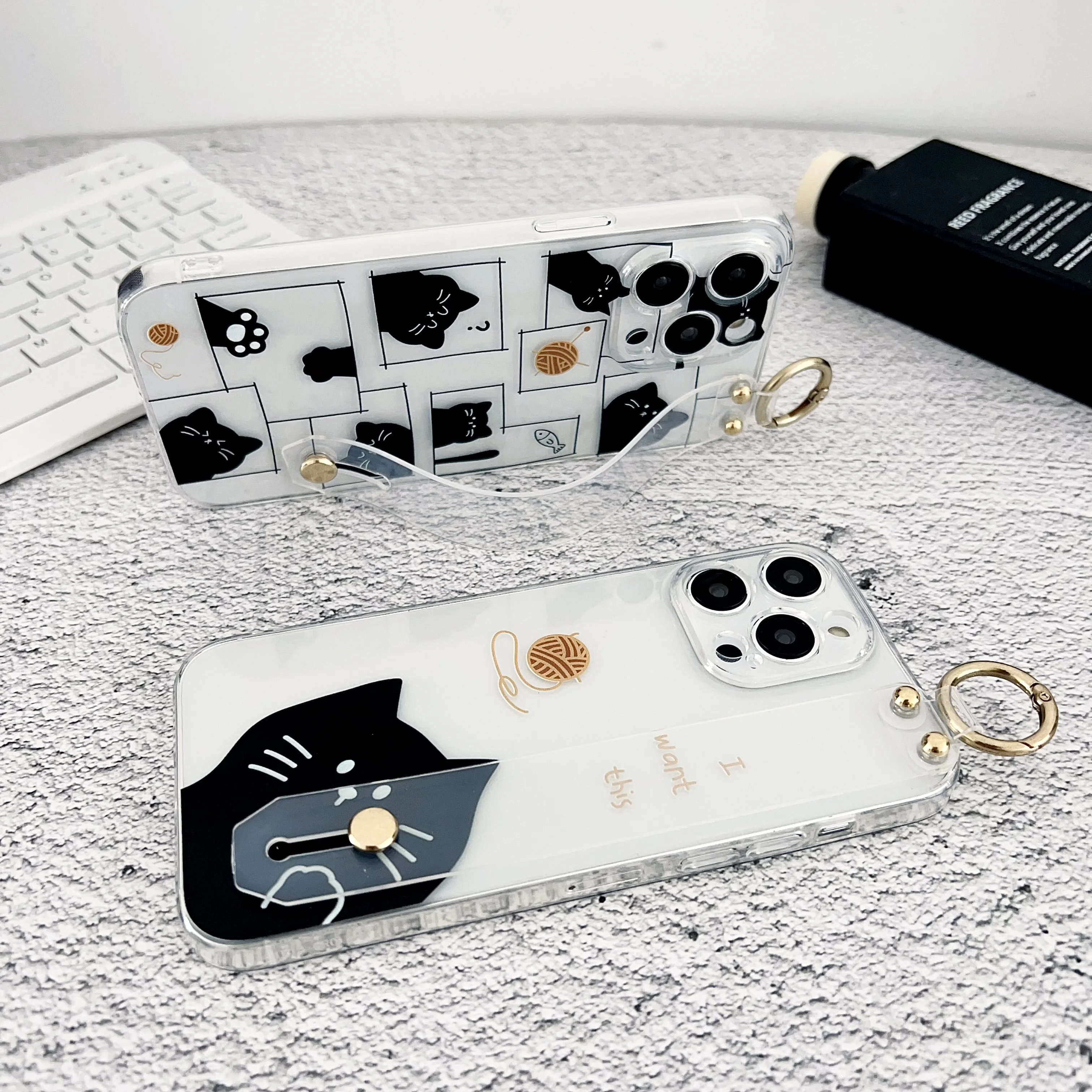 For Samsung Galaxy S8 S9 S10 S20 S21 S22 S23 S24 S25 S26 Note 8 9 10 20 Plus Ultra FE Edge little cat Case Wrist Strap view 2