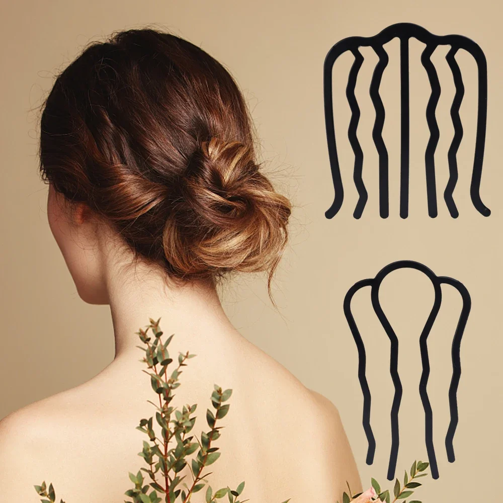 Black Hairpin Comb U Shape Braiding Twist Fork Curly Hair Clips Korean Fashion Women Styling Tool Hair Sticks Hair Accessories