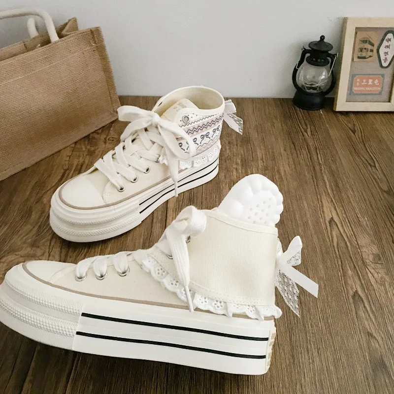 

2026 New Niche Design Removable High-top Canvas Shoes Fashion Women's Sneakers and Casual Shoes Thick Sole Shoes Zapatos Mujer