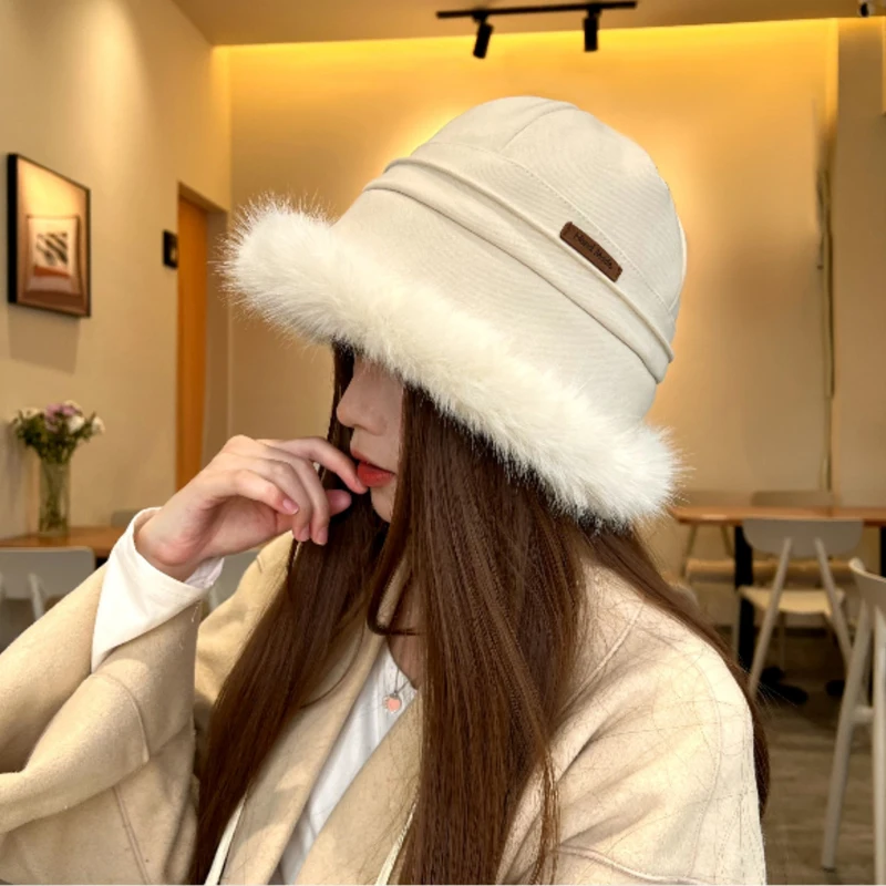 

Winter Women's Hat Artificial Luxury Mink Fur Thickening Warm Hat Casual Fashion Outdoor Beanies New