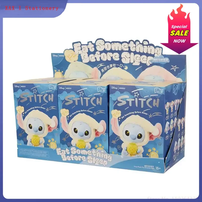 

Nwe Miniso Disney Stitch Eat Some Thing Before Sleep Series Vinyl Blind Box Bag Pendant Cute Doll Mystery Box Toy Adult Gift