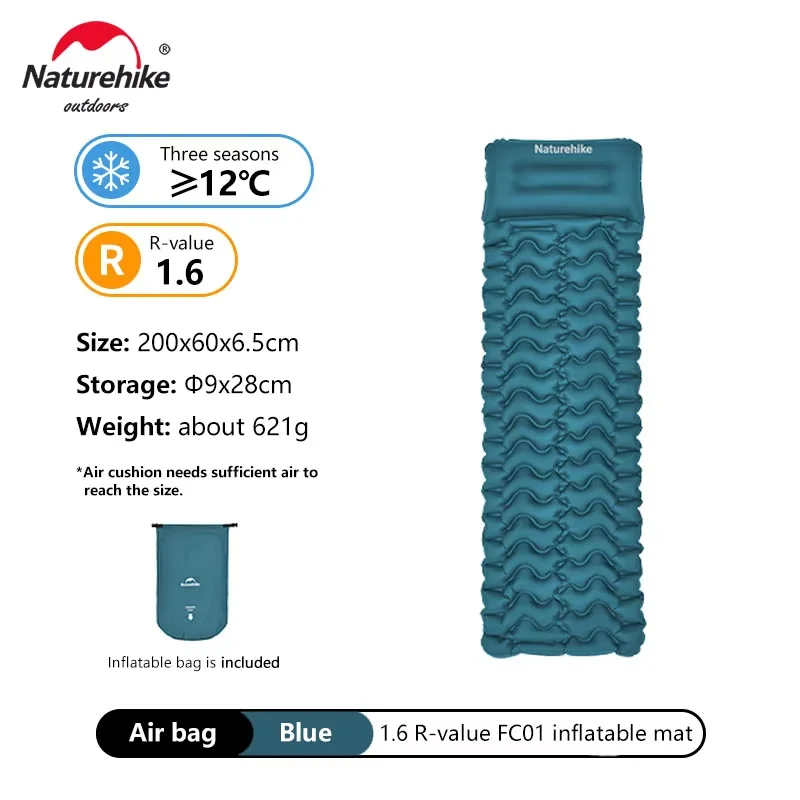 Naturehike-colchón inflable para acampar, colchoneta de aire ultraligera para dormir al aire libre, cama plegable para senderismo