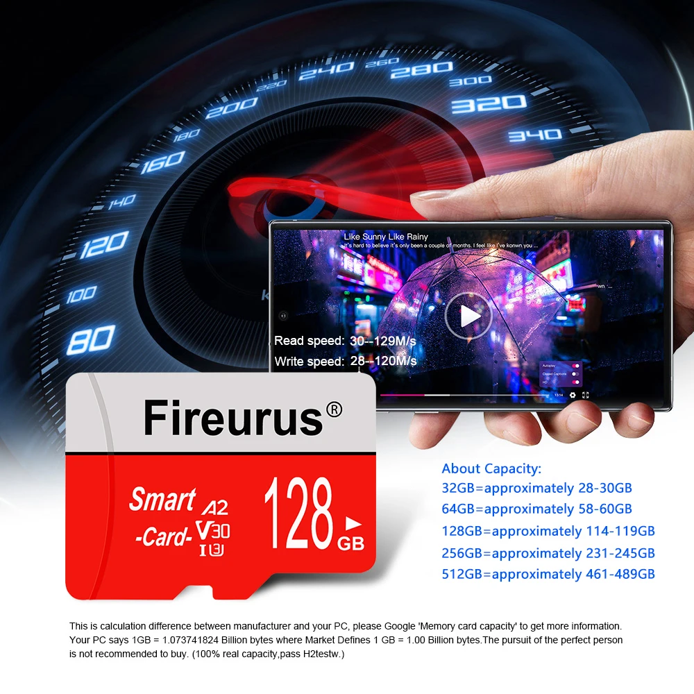 미니 TF SD 카드 128GB 256GB 클래스 10 A2 고속 메모리 카드 U3 64GB TF 플래시 카드 32GB 스마트폰 카메라 드론용