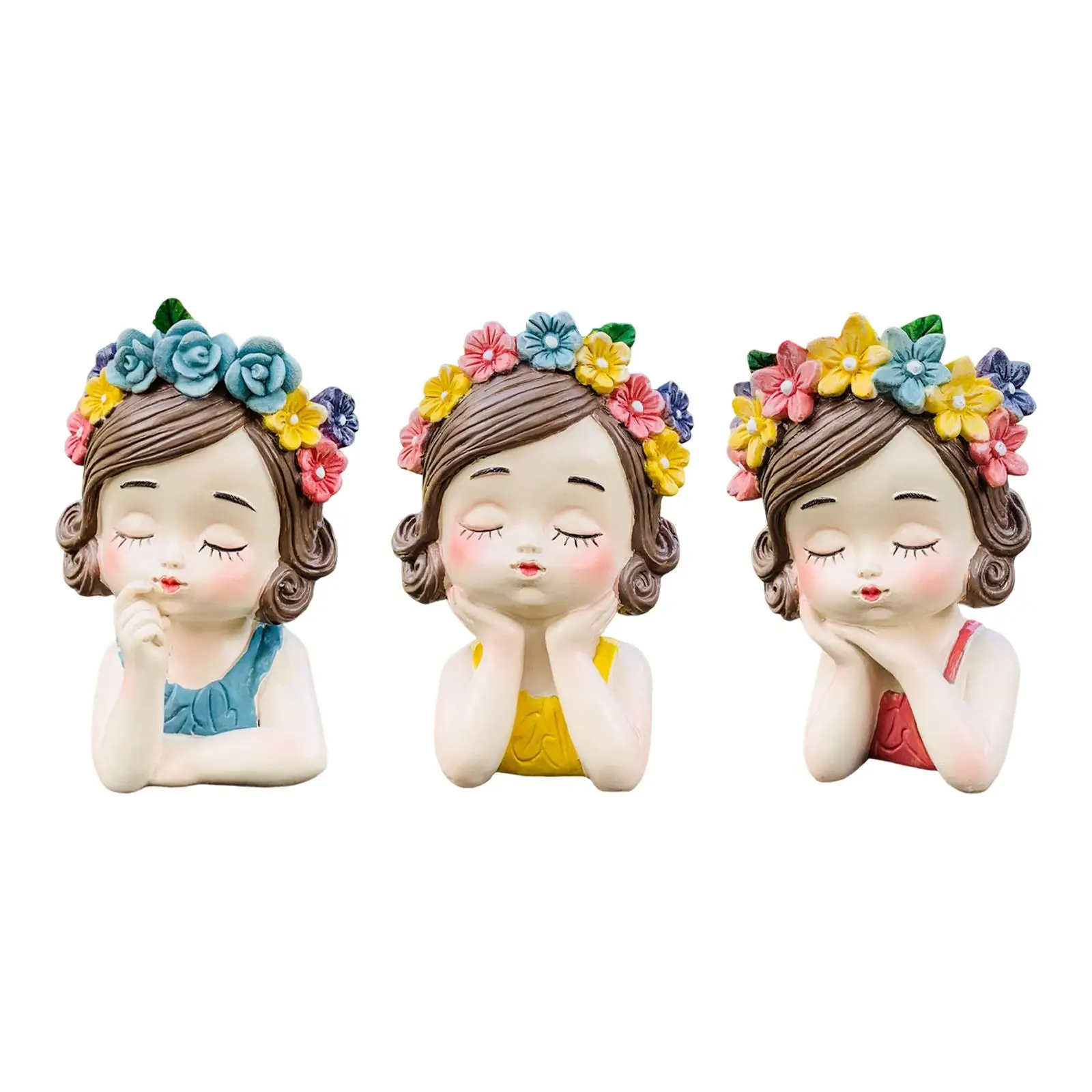 

Девушка Цветочный Горшок Скульптура Декоративный Подарочный Органайзер Реалистичный Симпатичный Горшок Для Растений