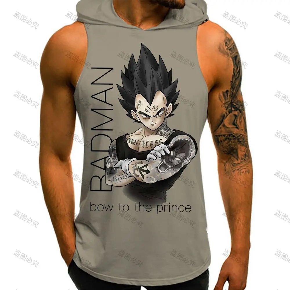 เสื้อกั๊กมีฮู้ดผู้ชายเสื้อยืดขนาดใหญ่ Dragon Ball Z Y2k เสื้อผ้าคุณภาพสูง Gym เพาะกายแนวโน้มเสื้อผ้า Harajuku สไตล์