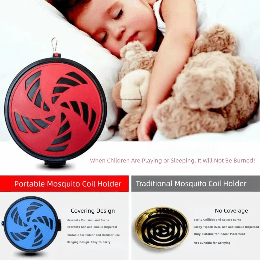 New Iron Mosquito Incense Box Disc Portable Mosquito Storage Box Fire Prevention Hangable Coil Holder Mosquito Repellent
