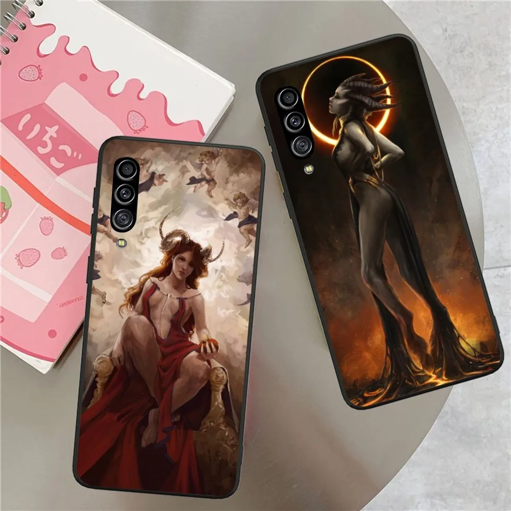 Lilith Fashion Mobile Cell Phone Case for Samsung Galaxy S23 S22 S21 S10 S9 S8 Plus Ultra Black Soft Phone Cover Funda