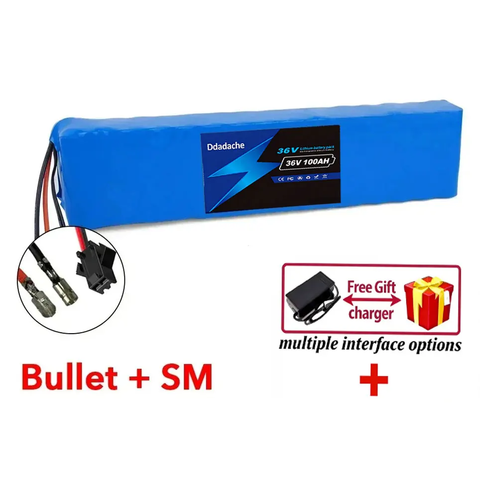 36V 100Ah oplaadbare lithiumbatterij 18650 10S3P 1000W vermogen gemodificeerde 36V elektrische scooterbatterij met BMS, SYP XT60 JST