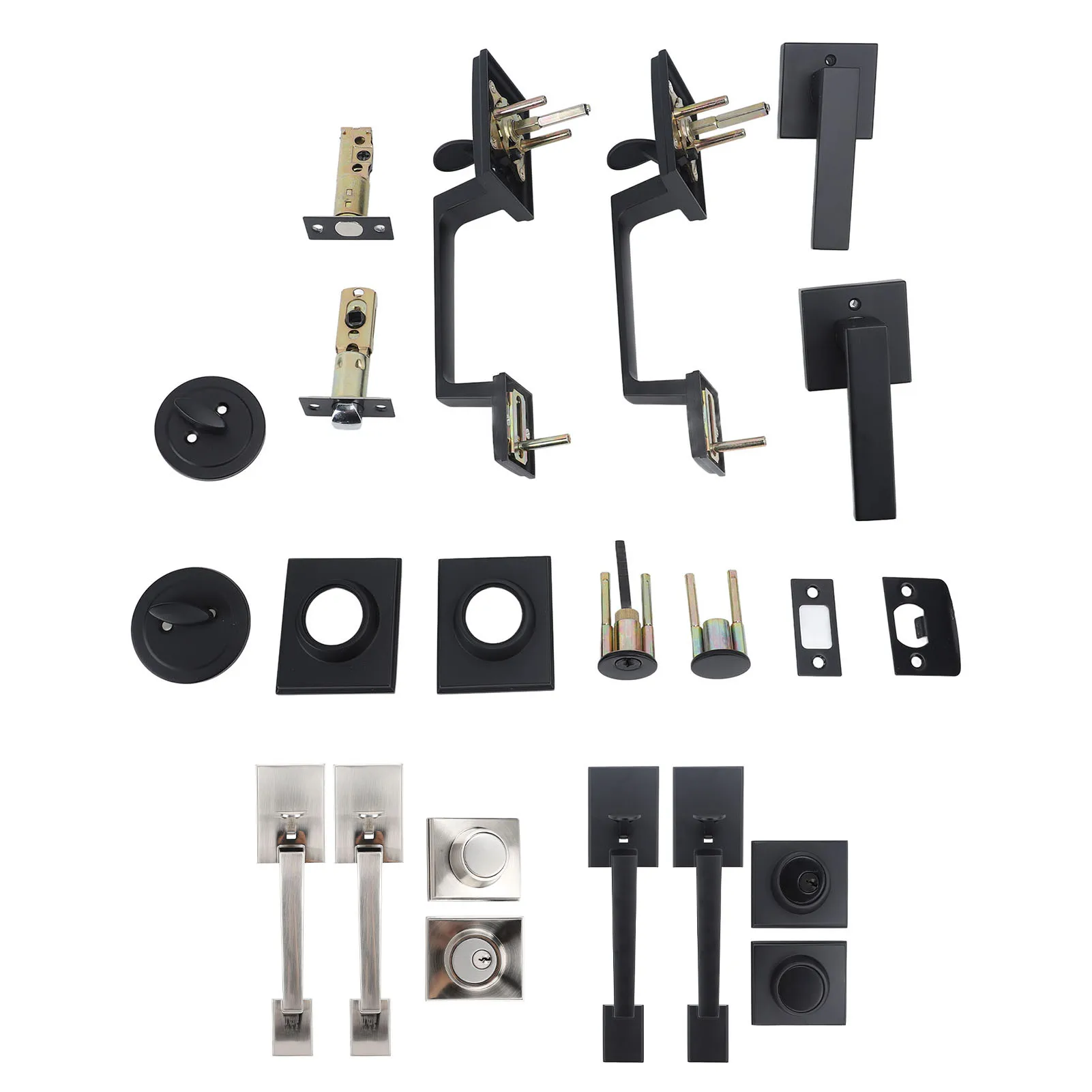 Door Handle Set Double Door Handle Set Hole Spacing Adjustable Heavy Duty Modern  Double Front Door Handle Set