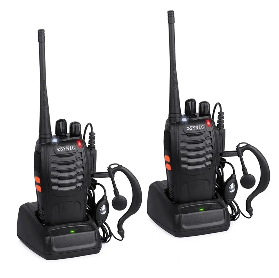 ESYNiC 2Pcs Walkie talkie portatile per adulti ricaricabile UHF 400-470MHZ 16CH Radio bidirezionale con auricolari originali per l'uso quotidiano