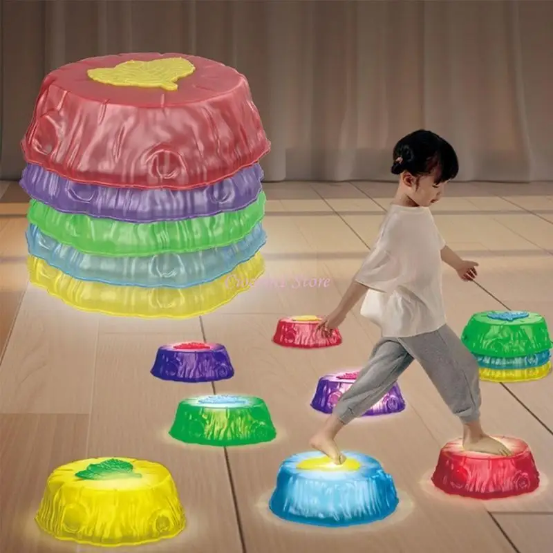 Y1UB Interactive Sensory Balance Stone with Lighting Effects Fun Coordination Game for Kids Pediatric Sensory Training Toy