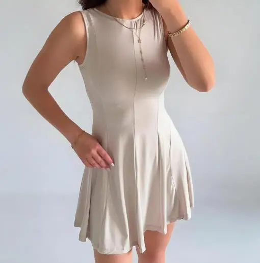 

New solid color sleeveless backless vest, tight fitting jumpsuit, short skirt women's clothing for autumn 2025