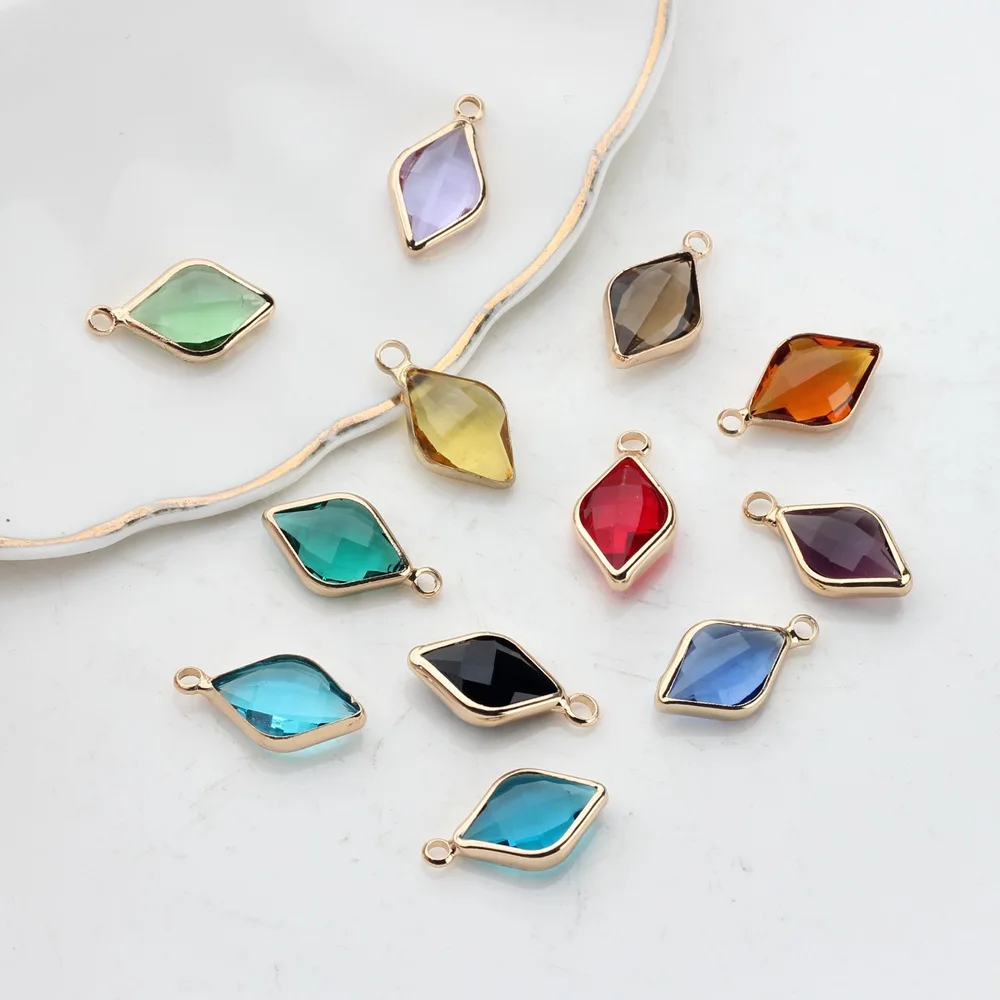 Zinc Alloy Charms with Crystal Glass Edging DIY Pendant for Earrings and Necklaces Jewelry Charms