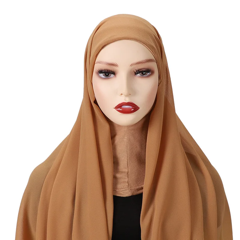 

Women Turban Lady Adjustable Hijab Islamic Stretch Elastic Head Cover Scarf Muslim Mini Caps Solid Color Modal Neck Head Wear