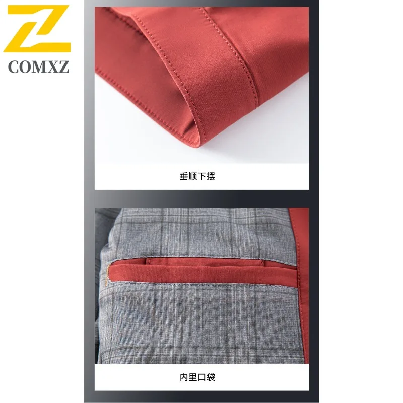 معطف خريفي للرجال من COMXZ بياقة واقفة للعمل في الهواء الطلق ومقاوم للرياح معطف للدراجة النارية عالي الجودة على الطراز اليومي ملابس خالية من التجاعيد