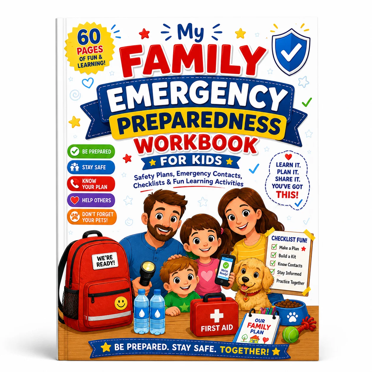 My Family Emergency Preparedness Workbook for Kids: Safety Plans, Emergency Contacts, Checklists & Fun Learning Activitie