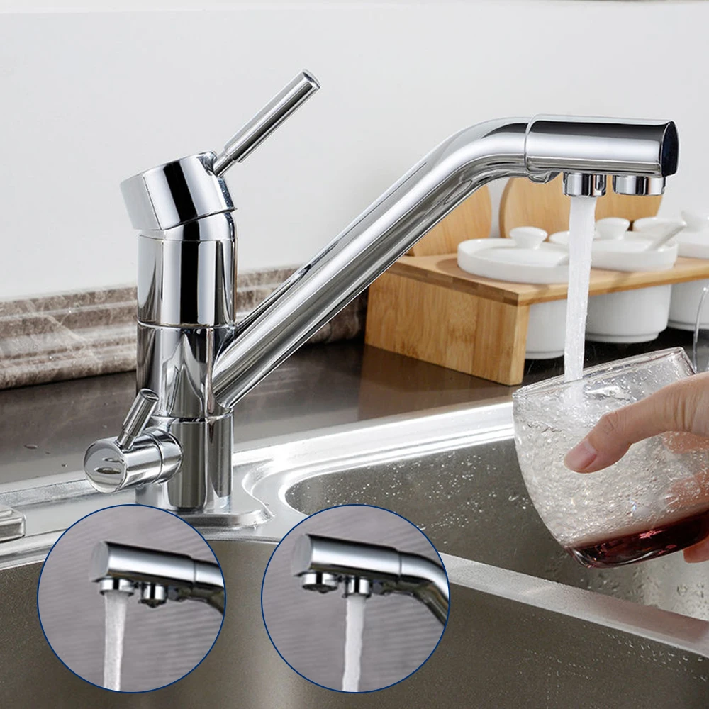 3 in 1 Kitchen Water Filter Faucet Three-Way Faucet Osmosis System Tap Rotatable 3 Way Water Filter Kitchen