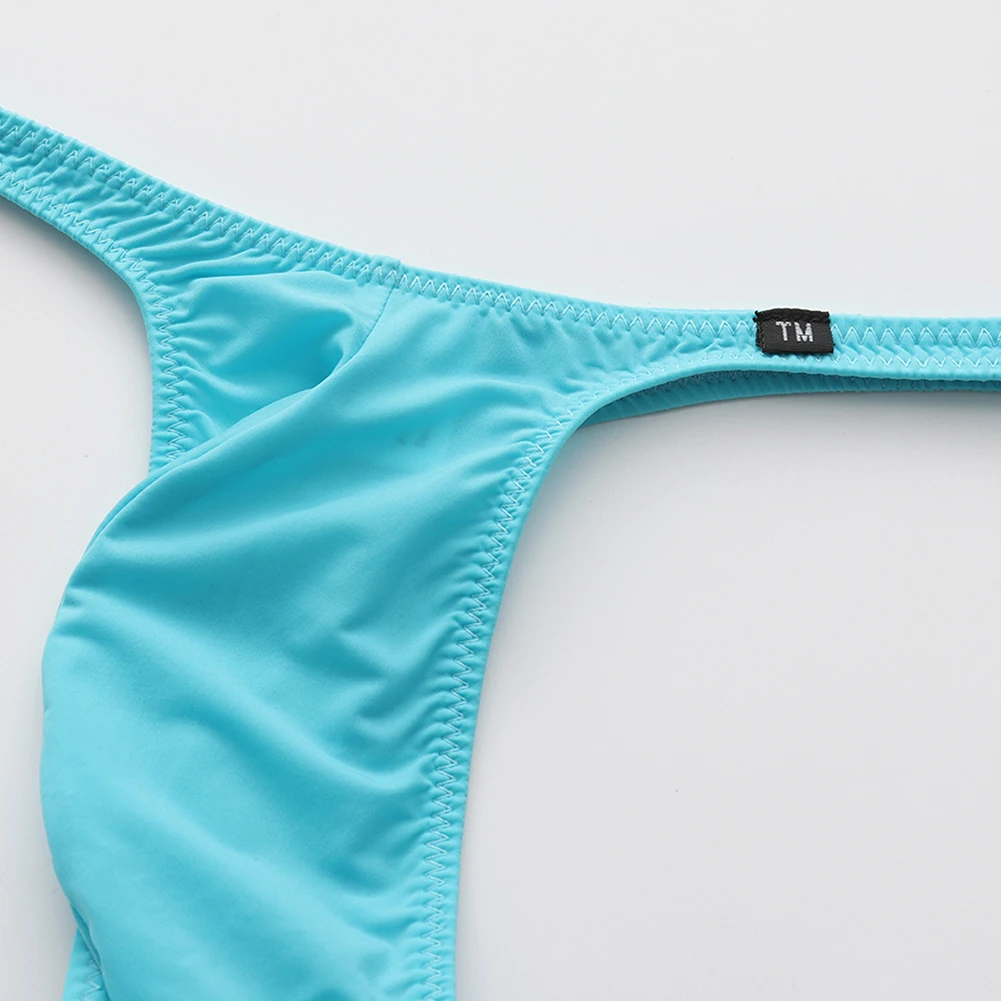 Men Ice Silk G-string Low Rise Sexy Lingerie Gay Sissy Bulge Pouch T-back Soft Underwear Gay Brief Thong Extreme Men's Panties